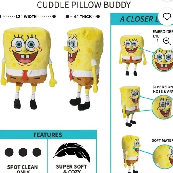 SpongeBob SquarePants Plush Cuddle & Decorative Pillow Buddy - Picture 3 of 10